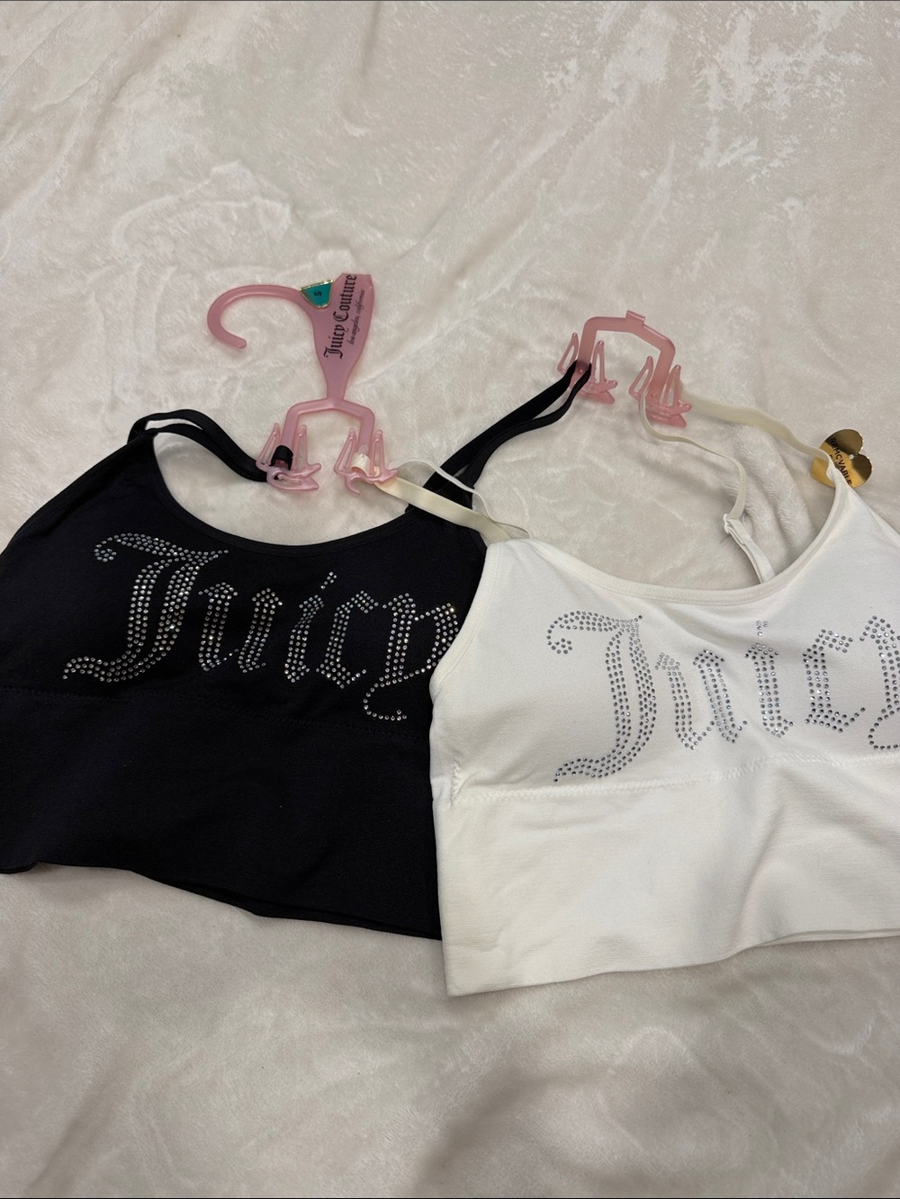 Juicy Couture Black & White Rhinestone Logo Camisole Duo